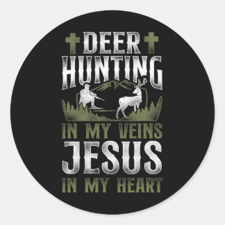 Buck Deer Jagd Jäger Jesus Faith Vintages Hirsch Runder Aufkleber