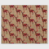 Buck Deer Jagd Kariertes Rotes Schwarzes Wrapping  Geschenkpapier (Flach)