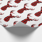 Buck Deer Jagd Red Black Kariert Christmas Wrappi Geschenkpapier (Ecke)