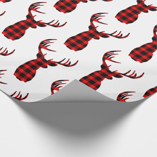 Buck Deer Jagd Red Black Kariert Christmas Wrappi Geschenkpapier (Ecke)