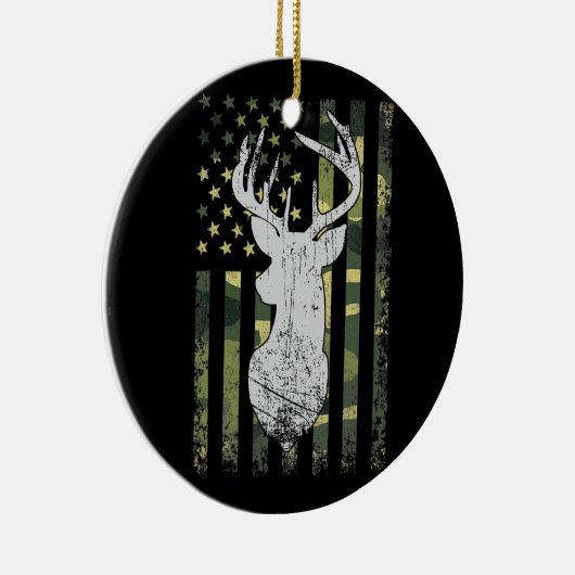 Buck Deer Junting American Camouflage USA Flag Keramik Ornament (Rechts)