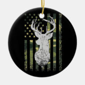Buck Deer Junting American Camouflage USA Flag Keramik Ornament (Vorne)