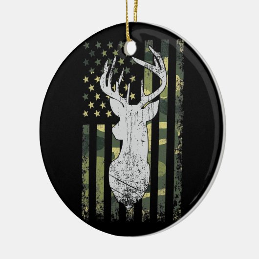 Buck Deer Junting American Camouflage USA Flag Keramik Ornament (Links)