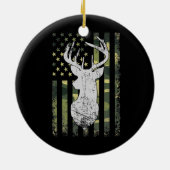Buck Deer Junting American Camouflage USA Flag Keramik Ornament (Hinten)