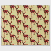Buck Deer Junting Red Black Kariert Geschenkpapier (Flach)