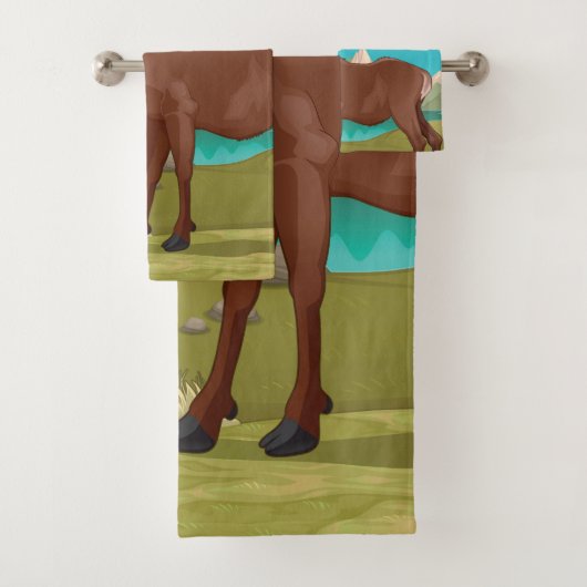 Buck Deer Mountain Scene Badhandtuch Set (Insitu)