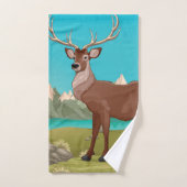 Buck Deer Mountain Scene Badhandtuch Set (Handtuch)