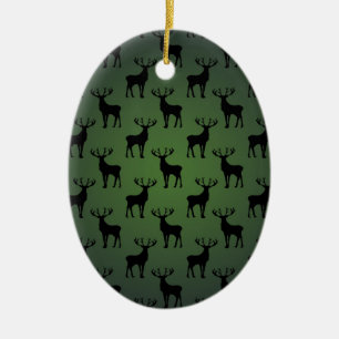 Buck Deer Pattern auf Green Keramik Ornament