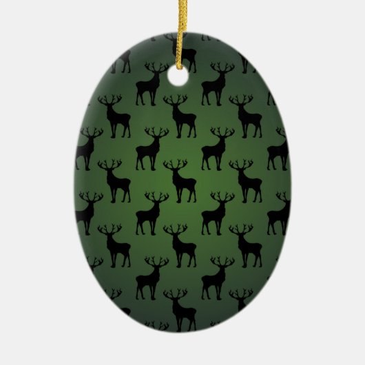Buck Deer Pattern auf Green Keramik Ornament (Vorne)