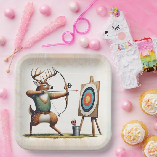 Buck Deer Shooting a Bow and Arrow Pappteller (Party)