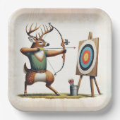 Buck Deer Shooting a Bow and Arrow Pappteller (Vorderseite)