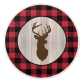 Buck Deer Silhouette Lumberjack Buffalo Kariert Keramikknauf (Vorderseite)