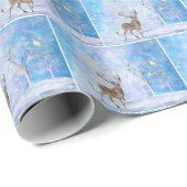 Buck Deer und Snowy Owl Geschenkpapier (Rolleneckpunkt)
