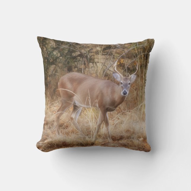 Buck Deer Wild Animal Texas Deer Art Pillow Kissen (Vorderseite)