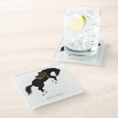 Buck dich! Funny Black Horse Glasuntersetzer (Schrägansicht)