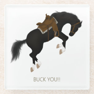 Buck dich! Funny Black Horse Glasuntersetzer