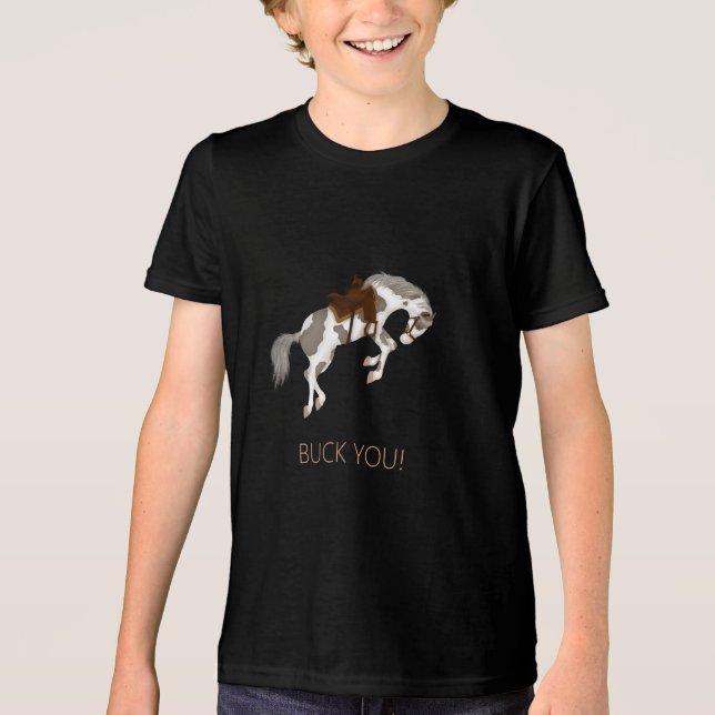Buck dich! Funny Paint Horse Dark Tri-Blend Shirt (Vorderseite)