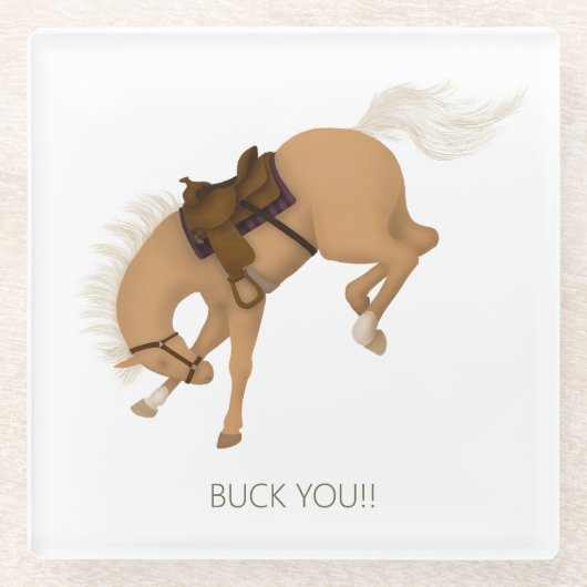 Buck dich! Funny Palomino Pferd Glasuntersetzer (Vorderseite)