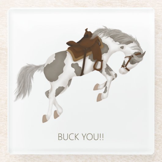 Buck dich! Funny Pinto Pferd Glasuntersetzer (Vorderseite)