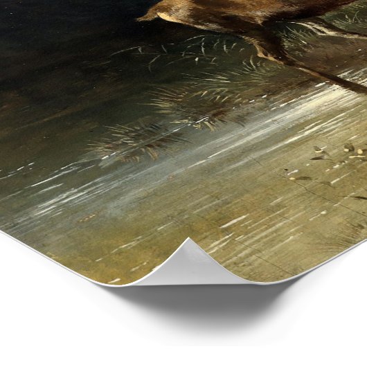 Buck & Doe Dee in Forest Art Poster (Ecke)