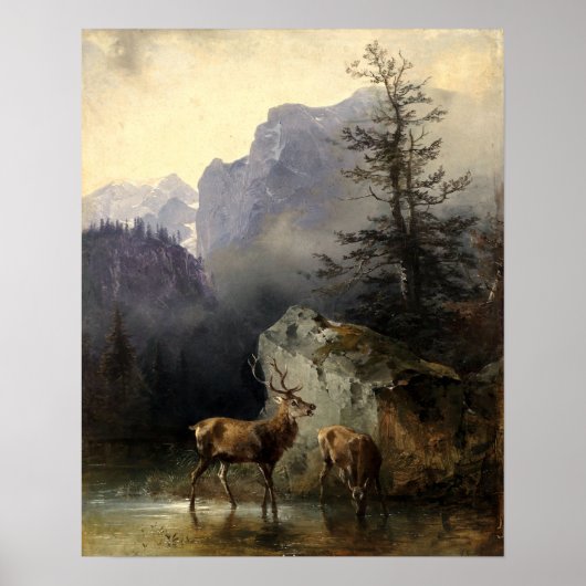 Buck & Doe Dee in Forest Art Poster (Vorne)