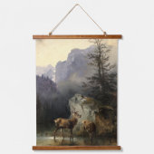 Buck & Doe Dee in Forest Art Wandteppich Mit Holzrahmen (Vorderseite)