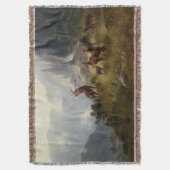 Buck & Doe Deer Herde im Wald Landschaft Kunst Decke (Vorderseite Vertikal)