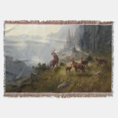 Buck & Doe Deer Herde im Wald Landschaft Kunst Decke (Vorderseite)