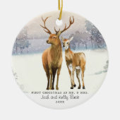 Buck & Doe Erster Weihnachtsmann & Mrs. Personalis Keramik Ornament (Vorne)