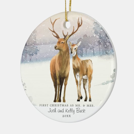 Buck & Doe Erster Weihnachtsmann & Mrs. Personalis Keramik Ornament (Links)