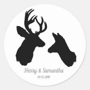 Buck & Doe, Hochzeitstag Runder Aufkleber