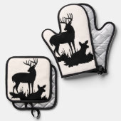 "Buck & Doe" Ofenhandschuh & Topflappen-Set (Vorderseite/Rückseite)