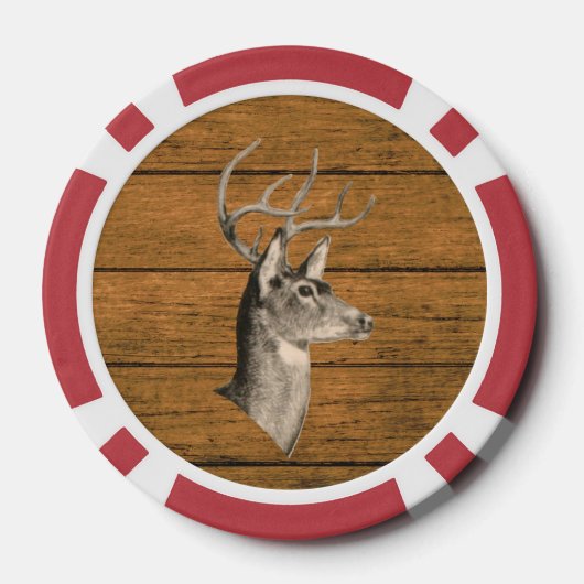 Buck Head auf Holz Poker Chip (Rückseite)