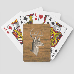 Buck Head auf Holzmaserung Klassische Spielkarten
