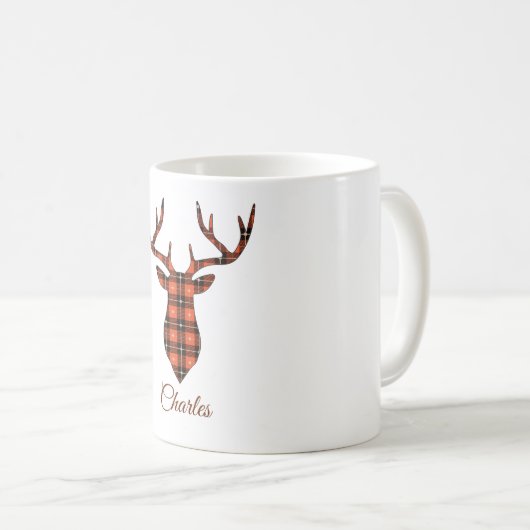 Buck Head - Rot und Schwarz Kariert personalisiere Kaffeetasse (VorderseiteRechts)