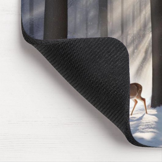 Buck im Winterwald Mousepad (Ecke)