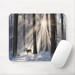 Buck im Winterwald Mousepad