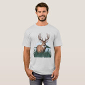 Buck in Brush, Detailed Buck, Proud Buck T-Shirt (Vorne ganz)