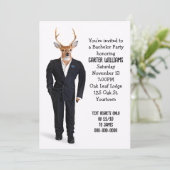 Buck in einem Tuxedo für Bachelor Party Einladung (Stehend Vorderseite)