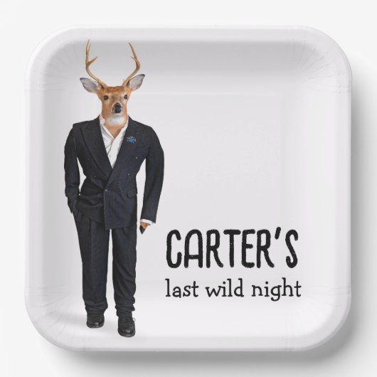 Buck in einem Tuxedo für Bachelor Party Pappteller (Vorderseite)