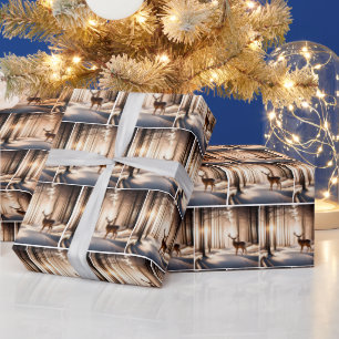 Buck in Winterwald Geschenkpapier