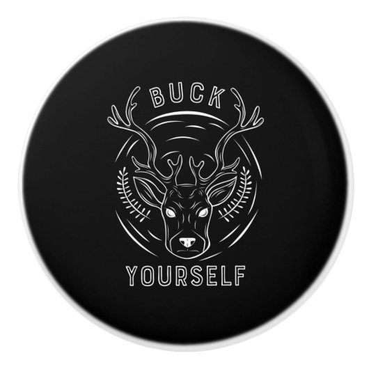 Buck Jagd Sie selbst Keramikknauf (Vorderseite)