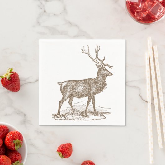 Buck Mule Deer Letterpress Style Serviette (Beispiel)