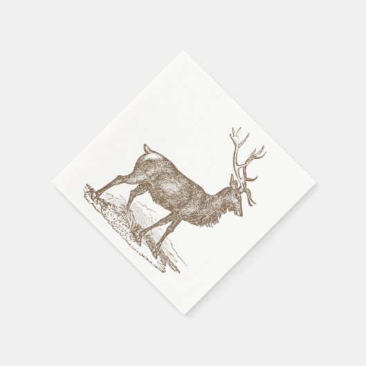 Buck Mule Deer Letterpress Style Serviette (Ecke)
