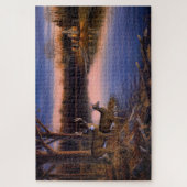 Buck n Doe Deer in der Hütte am See Puzzle (Vertikal)