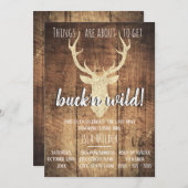 Buck n Wild letzte Jagd Rustikaler Junggeselinnen- Einladung (Vorne/Hinten)