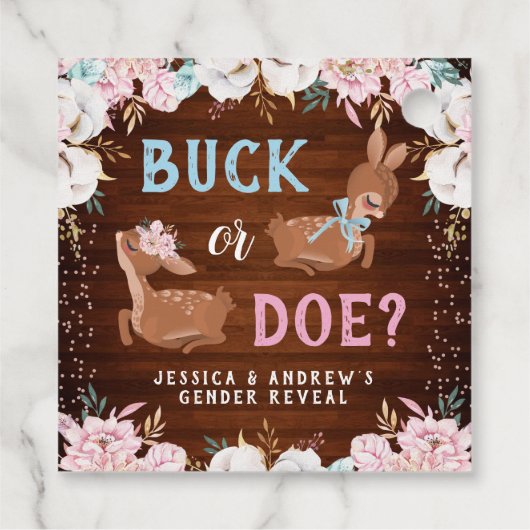 Buck oder Doe? Baby Shower Reveal Geschenkanhänger (Rückseite)