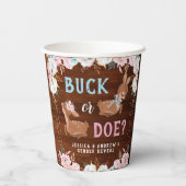 Buck oder Doe? Baby Shower Reveal Pappbecher (Rückseite)