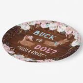 Buck oder Doe? Baby Shower Reveal Pappteller (Schrägansicht)