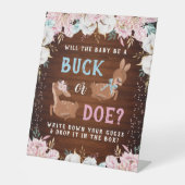 Buck oder Doe? Baby Shower Reveal Sockelschild (Vorderseite)